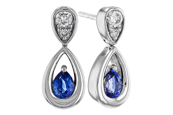 C311-75765: EARRINGS .42 SAPPHIRE .54 TGW (4x3 SAPP)