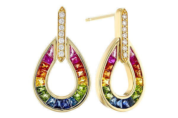 G311-75755: EARRINGS 1.18 MULTI-COLOR SAPP 1.25 TGW